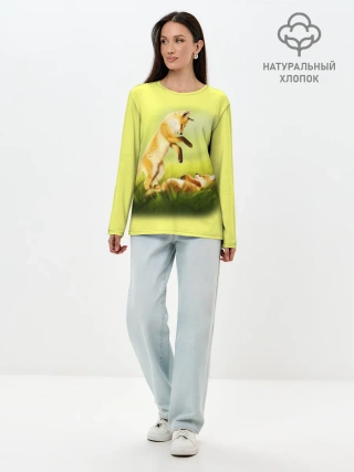 Лонгслив женский. Хлопок / Лисята
