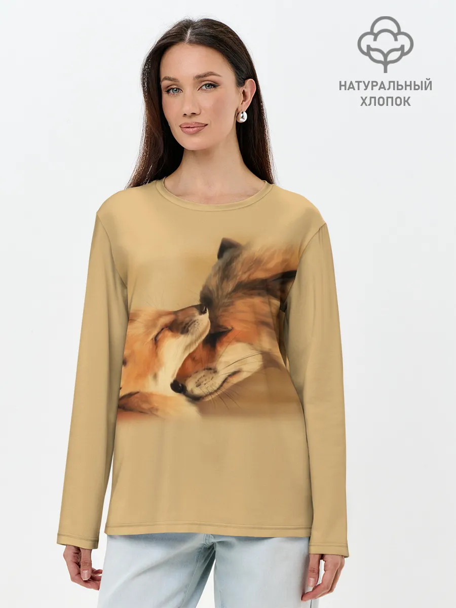 Лонгслив женский. Хлопок / Лисички