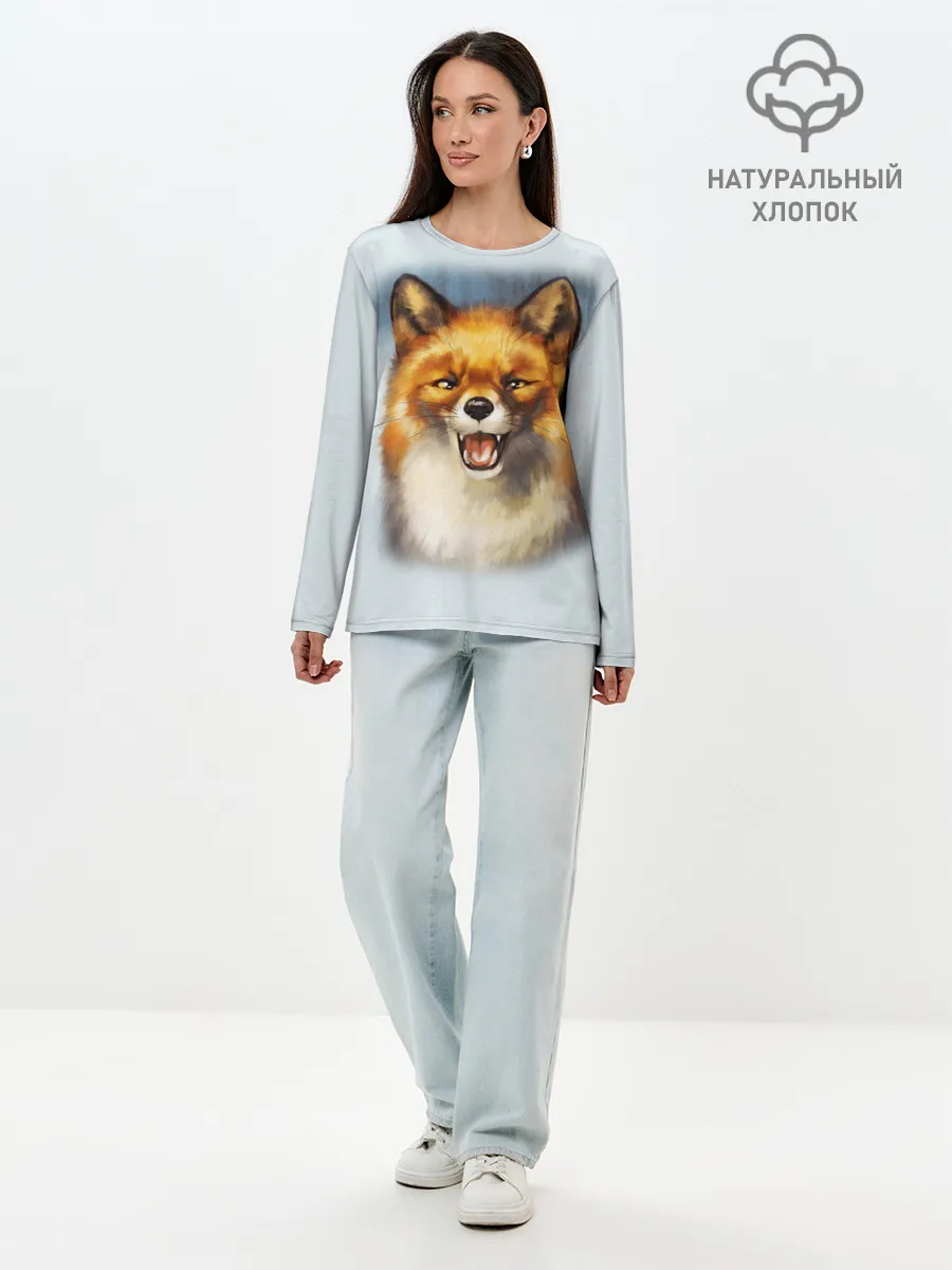 Лонгслив женский. Хлопок / Рыжая лиса