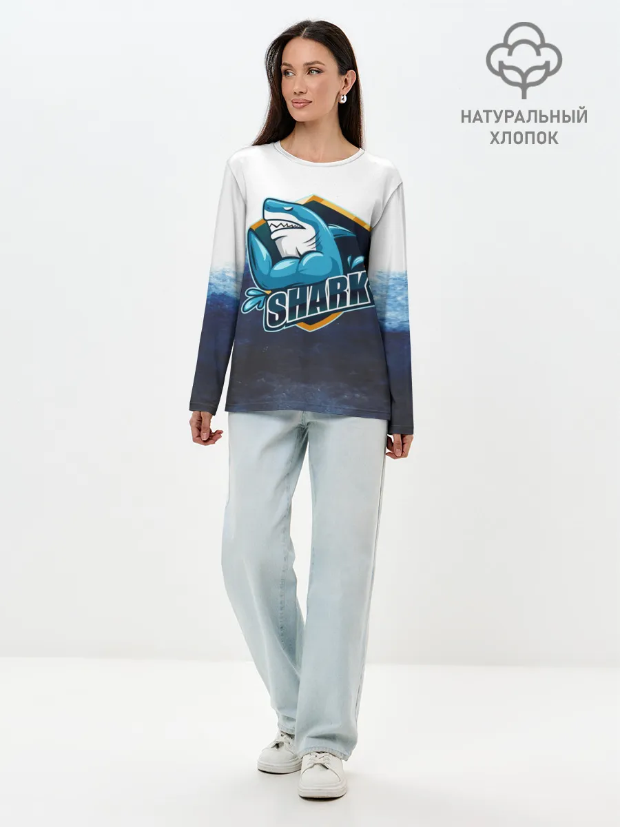Лонгслив женский. Хлопок / Акула