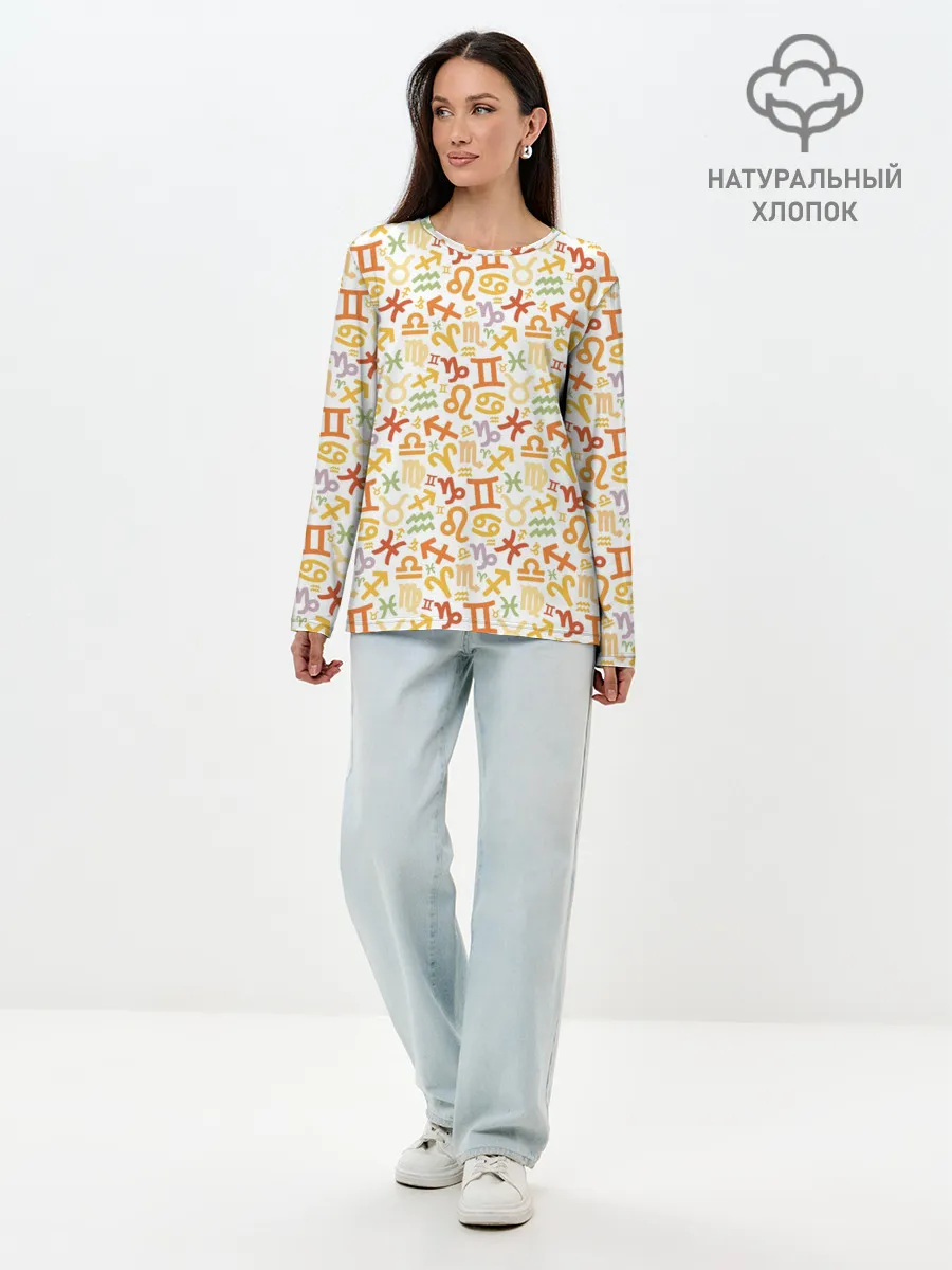 Лонгслив женский. Хлопок / Знаки Зодиака