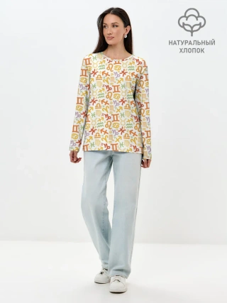 Лонгслив женский. Хлопок / Знаки Зодиака