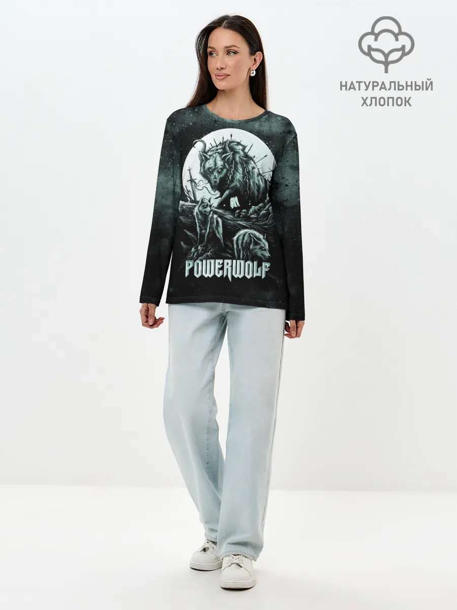 Лонгслив женский. Хлопок / Powerwolf