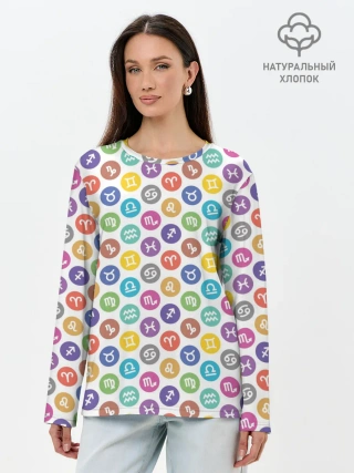 Лонгслив женский. Хлопок / Знаки Зодиака