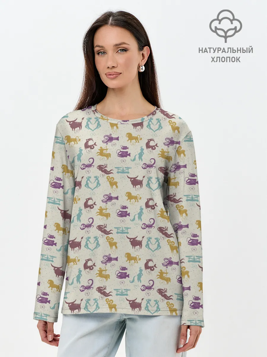 Лонгслив женский. Хлопок / Знаки Зодиака