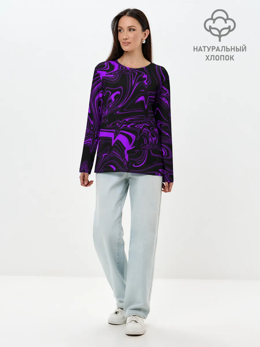 Лонгслив женский. Хлопок / Жидкий градиент