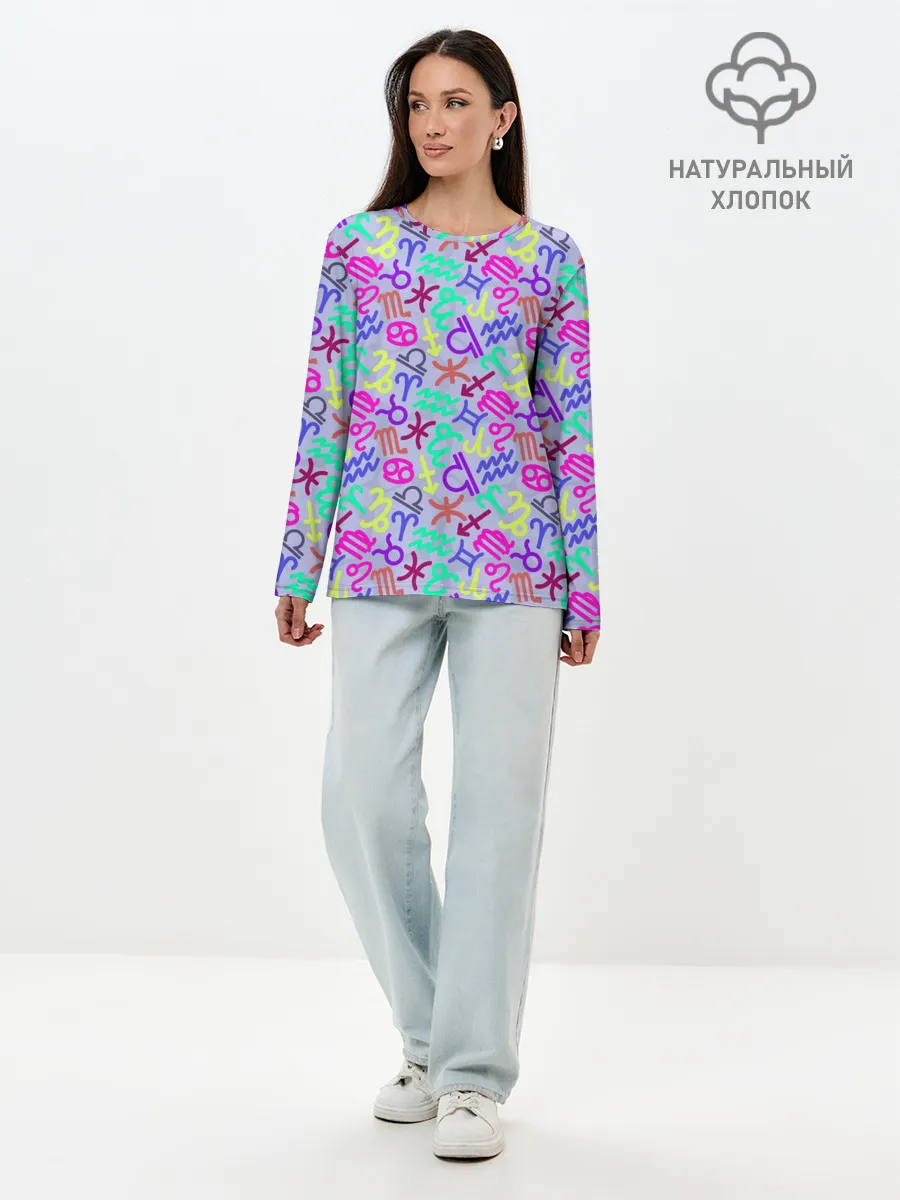 Лонгслив женский. Хлопок / Знаки Зодиака