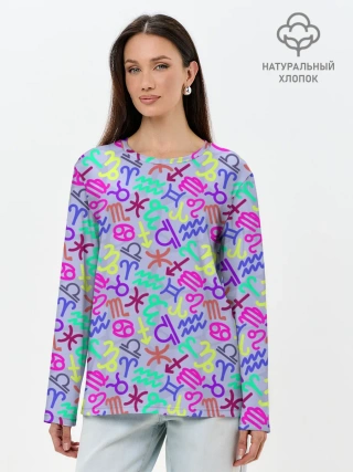 Лонгслив женский. Хлопок / Знаки Зодиака