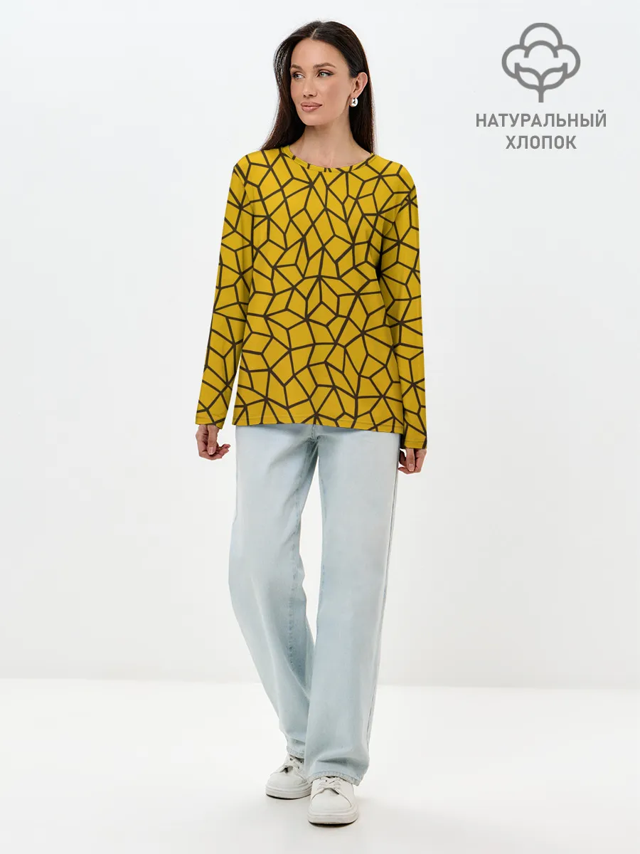Лонгслив женский. Хлопок / Геометрическая текстура