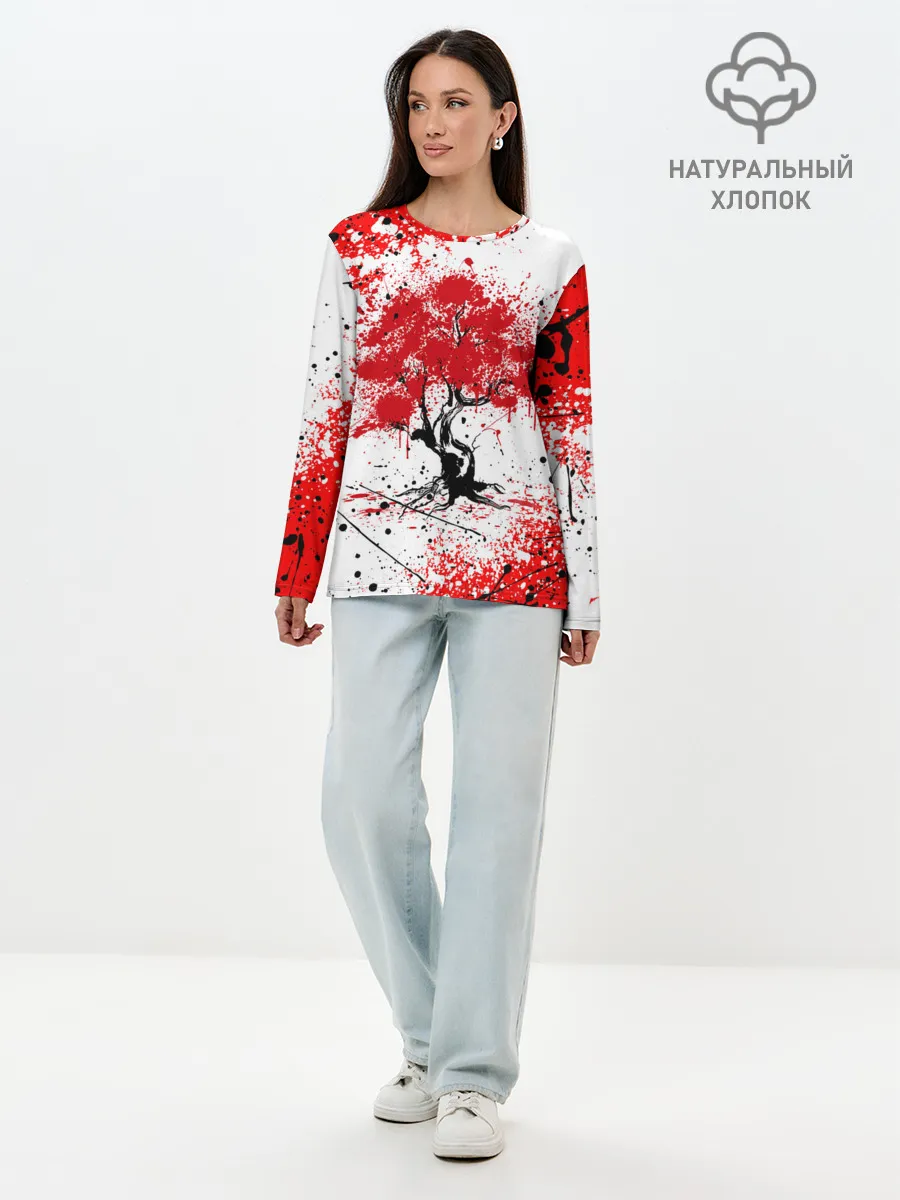 Лонгслив женский. Хлопок / САКУРА | SAKURA | ВИШНЯ