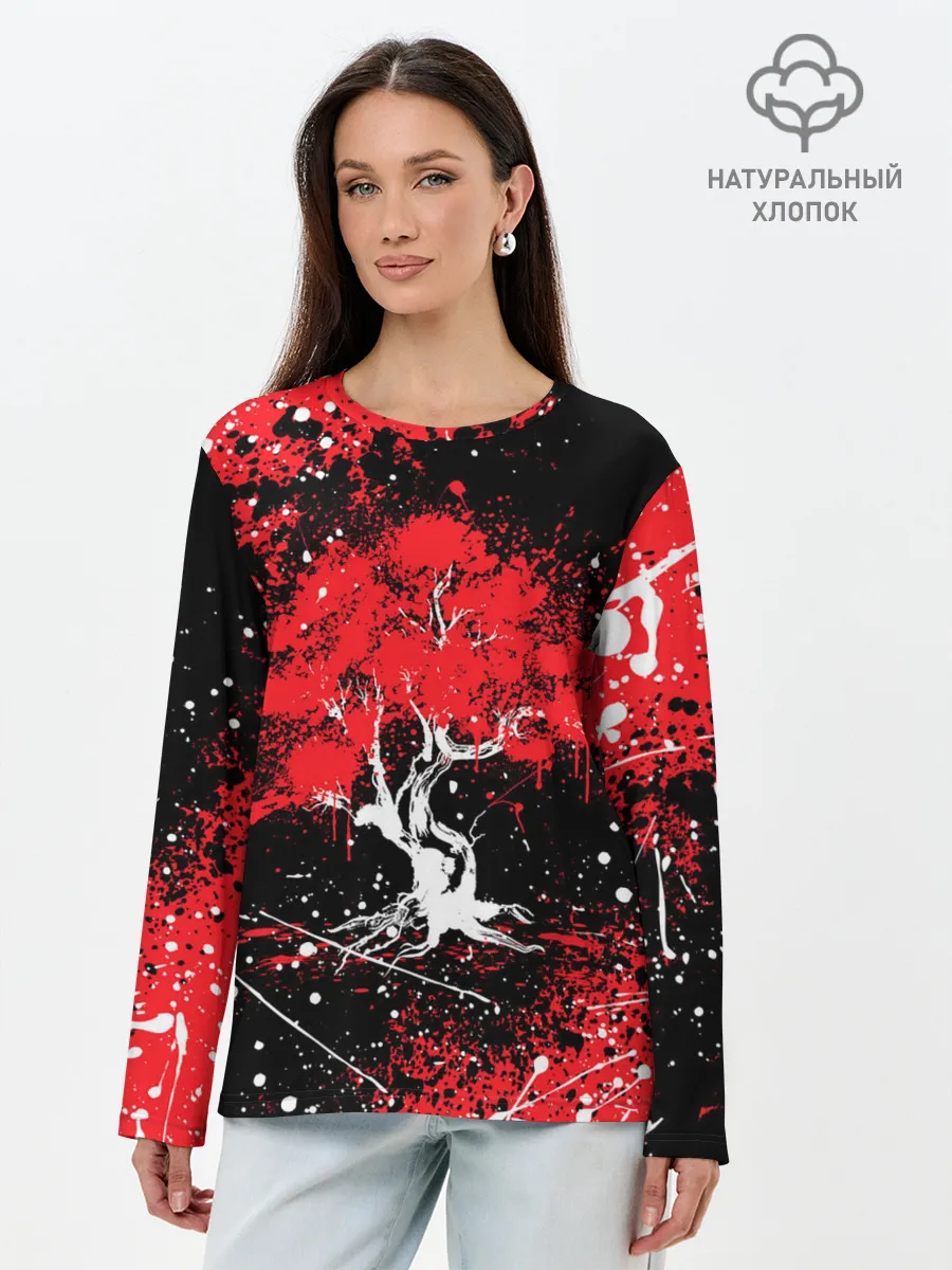 Лонгслив женский. Хлопок / САКУРА | SAKURA | ВИШНЯ