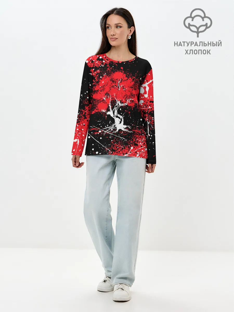 Лонгслив женский. Хлопок / САКУРА | SAKURA | ВИШНЯ