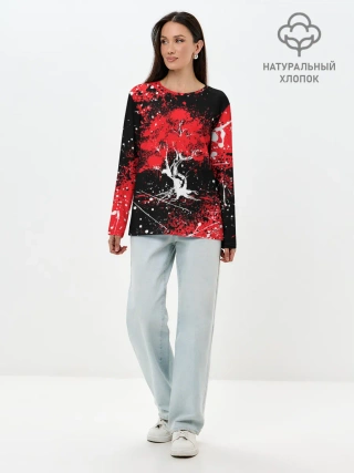 Лонгслив женский. Хлопок / САКУРА | SAKURA | ВИШНЯ