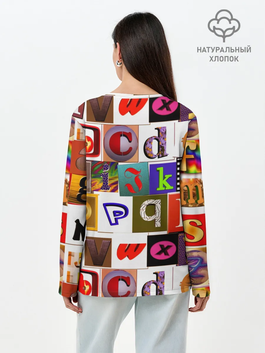 Лонгслив женский. Хлопок / Английские буквы # 2