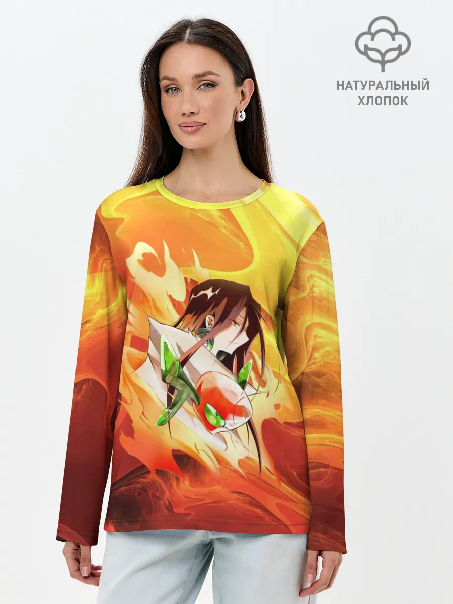 Лонгслив женский. Хлопок / Шаман Кинг | Хао | Зик