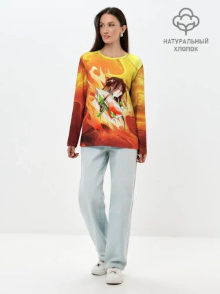 Лонгслив женский. Хлопок / Шаман Кинг | Хао | Зик