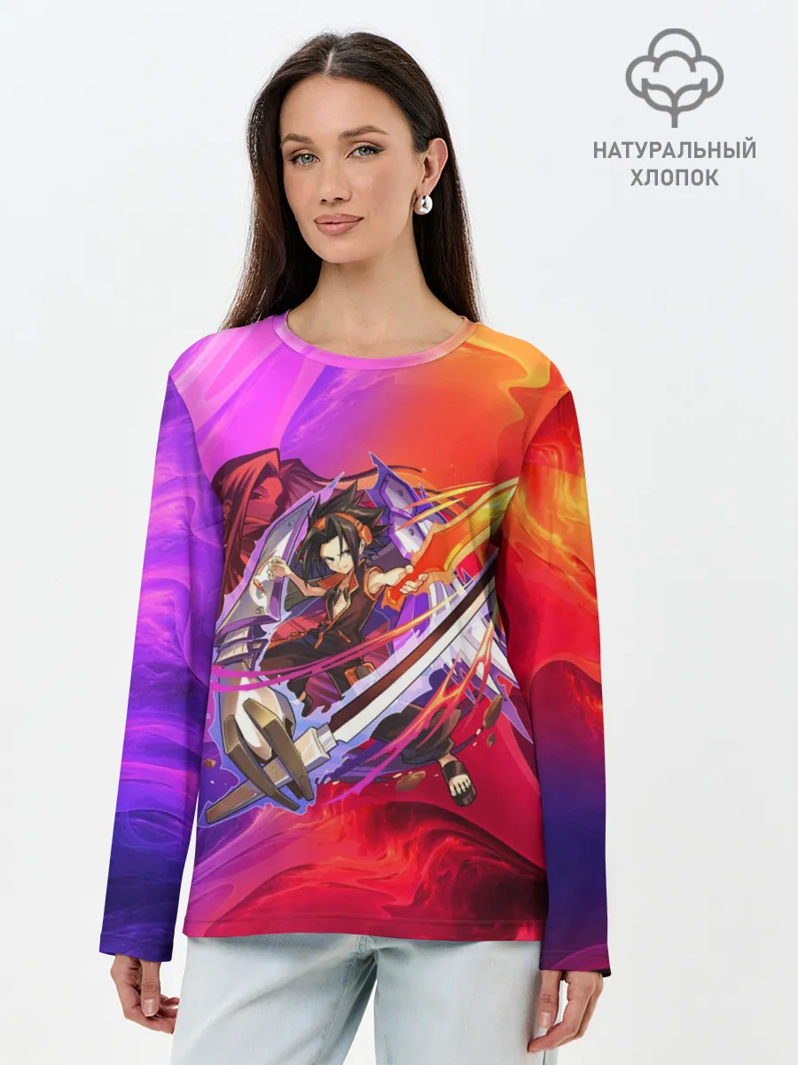 Лонгслив женский. Хлопок / Шаман Кинг | Йо Асакура