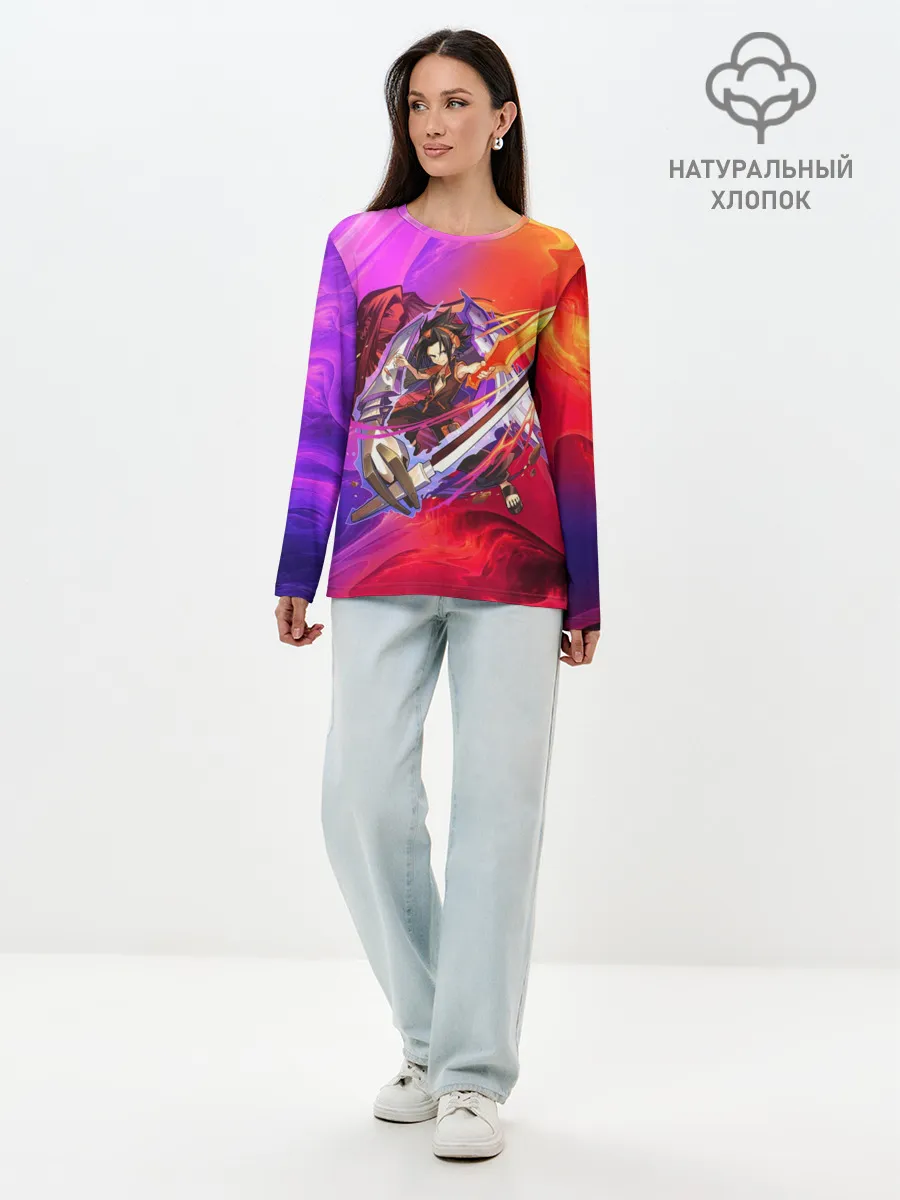 Лонгслив женский. Хлопок / Шаман Кинг | Йо Асакура