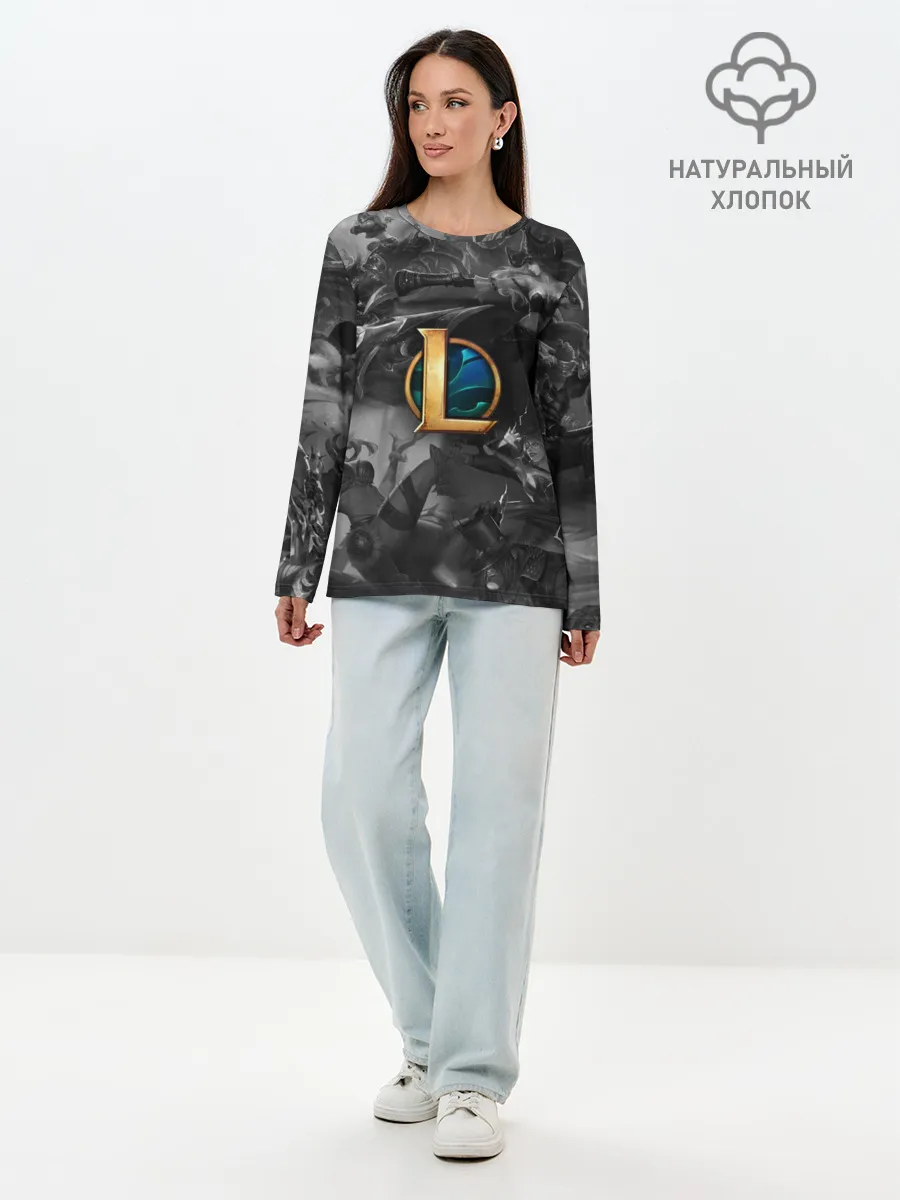 Лонгслив женский. Хлопок / League of Legends Black&White