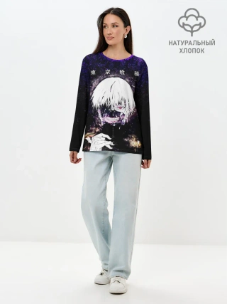 Лонгслив женский. Хлопок / Kaneki Ken фиолетовый верх