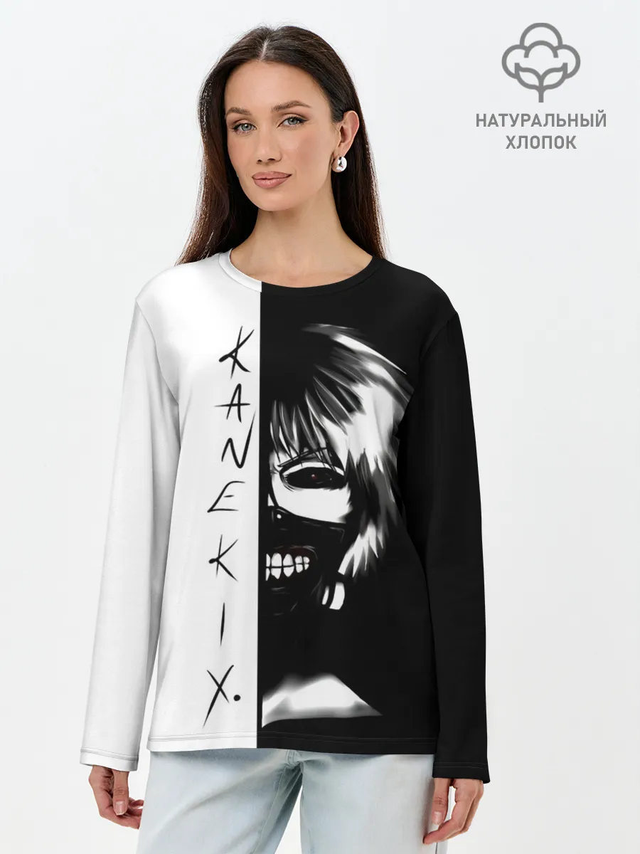 Лонгслив женский. Хлопок / Kaneki X. | Tokyo Ghoul