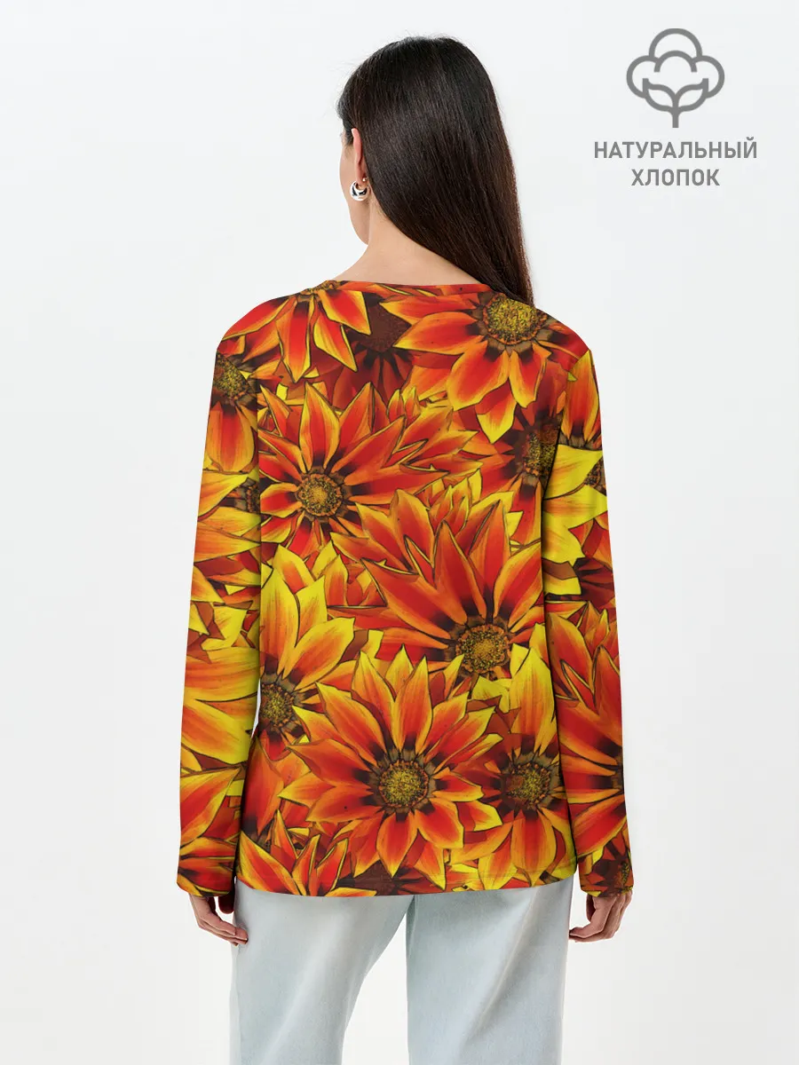 Лонгслив женский. Хлопок / ЦВЕТОЧНЫЙ ОРНАМЕНТ