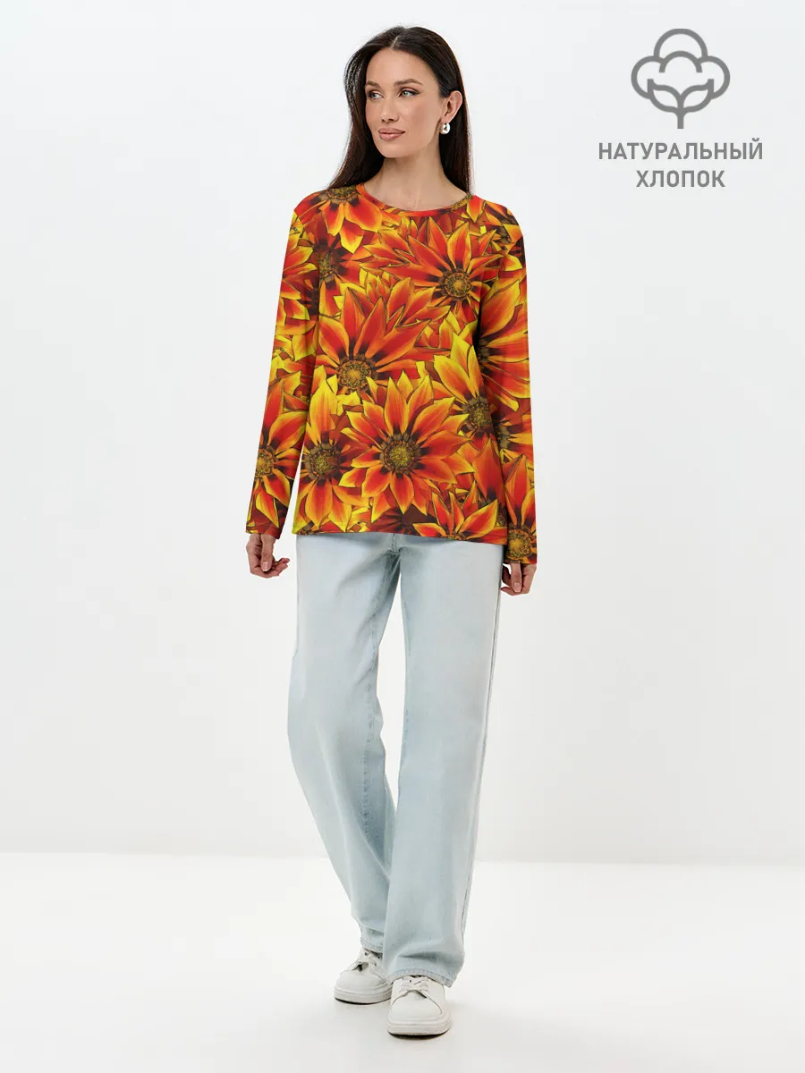 Лонгслив женский. Хлопок / ЦВЕТОЧНЫЙ ОРНАМЕНТ