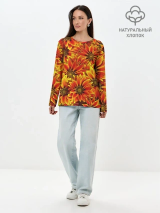 Лонгслив женский. Хлопок / ЦВЕТОЧНЫЙ ОРНАМЕНТ