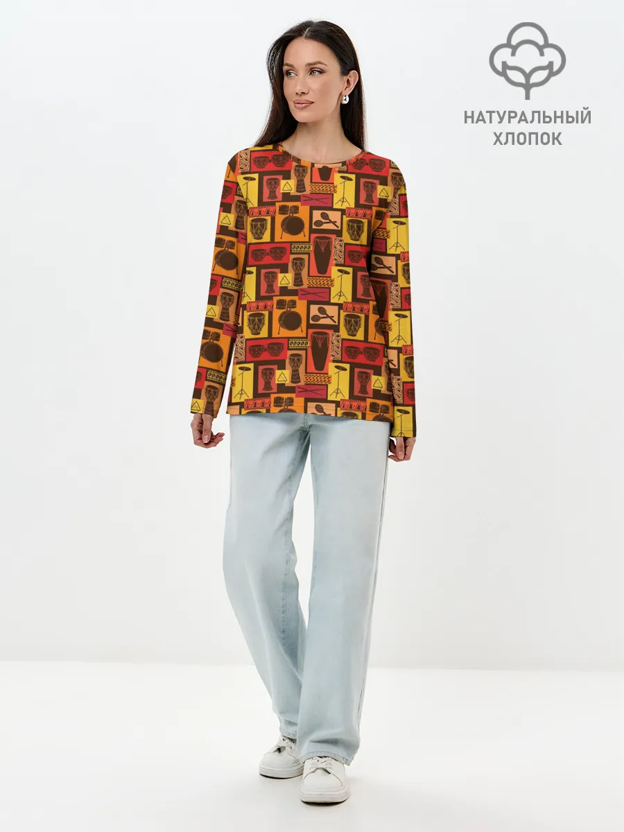 Лонгслив женский. Хлопок / Ударные Инструменты