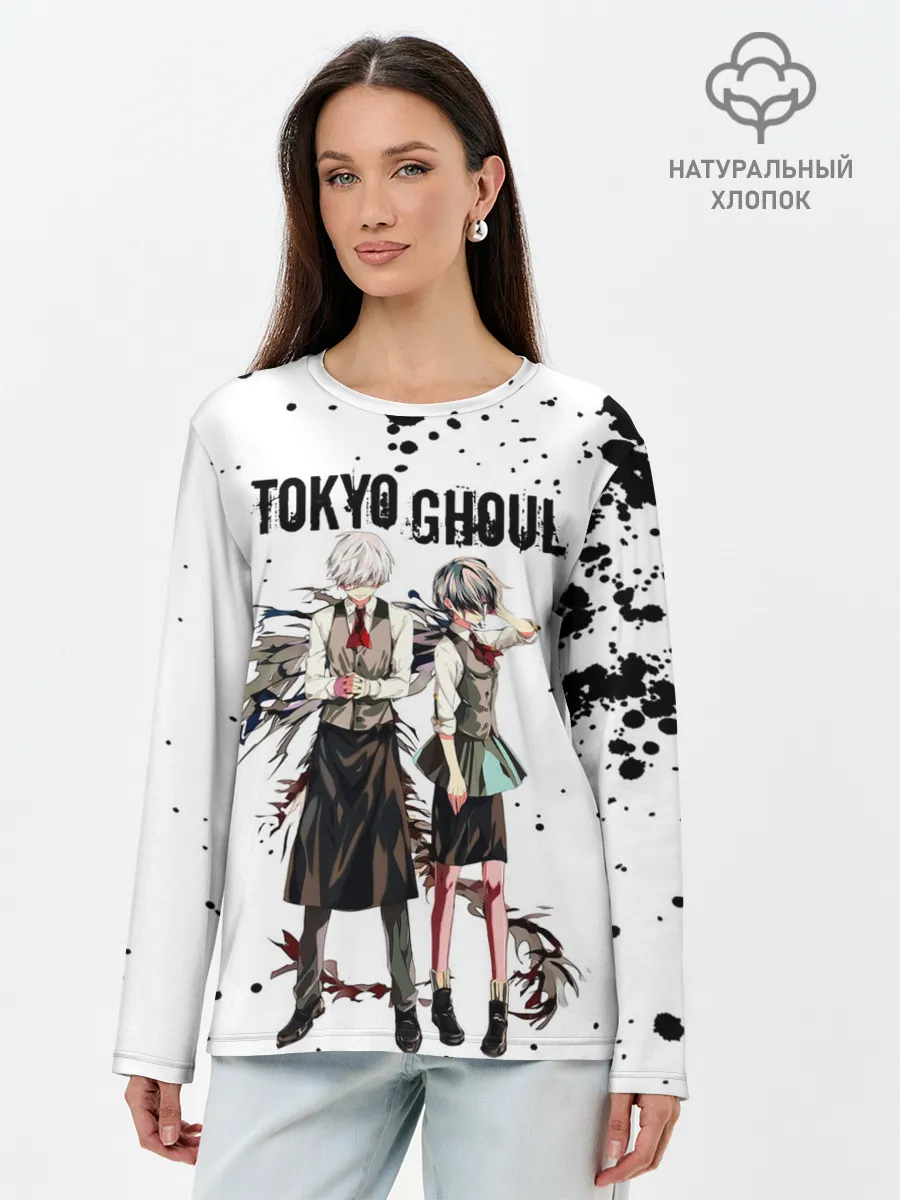 Лонгслив женский. Хлопок / Канеки Кен и Тоука Киришима