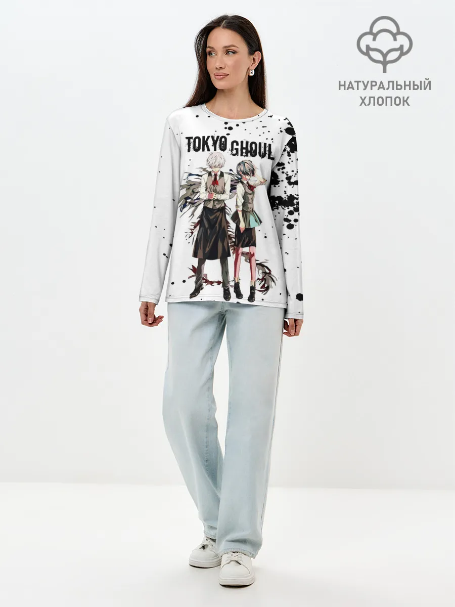 Лонгслив женский. Хлопок / Канеки Кен и Тоука Киришима