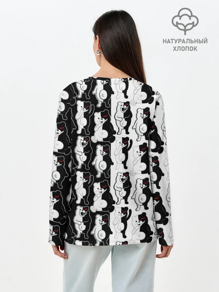 Лонгслив женский. Хлопок / MONOKUMA / МОНОКУМА ПАТТЕРН