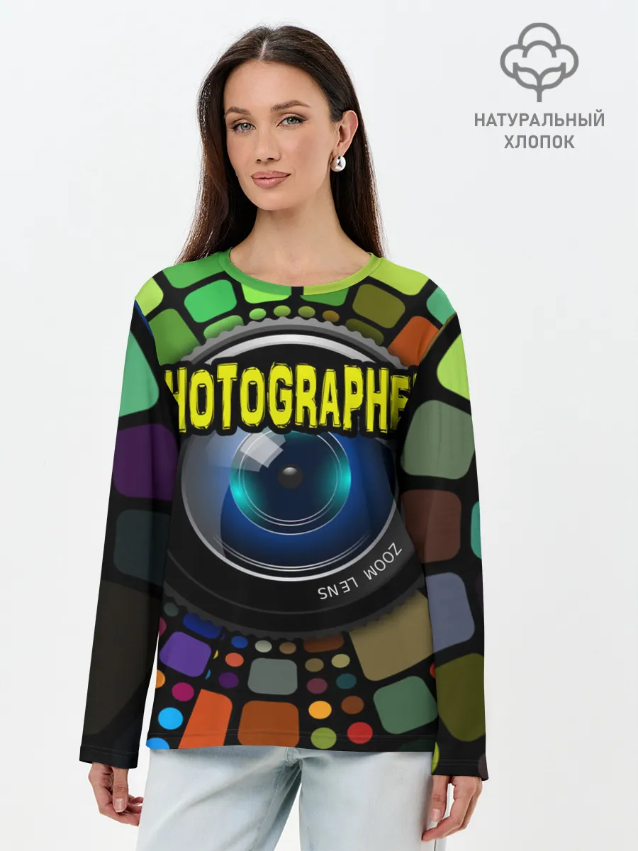 Лонгслив женский. Хлопок / Фотограф и объектив