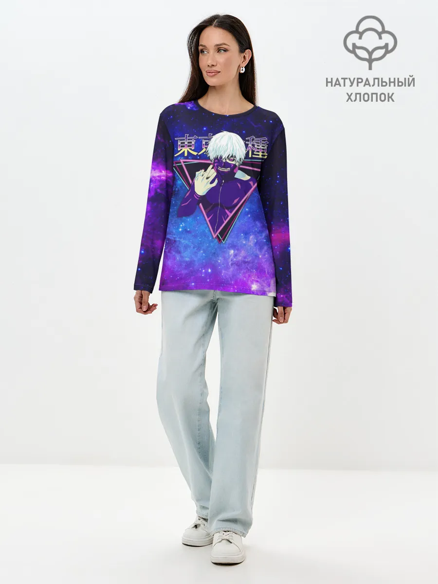 Лонгслив женский. Хлопок / Токийский гуль космический