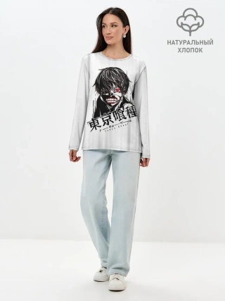 Лонгслив женский. Хлопок / Токийский гуль грандж