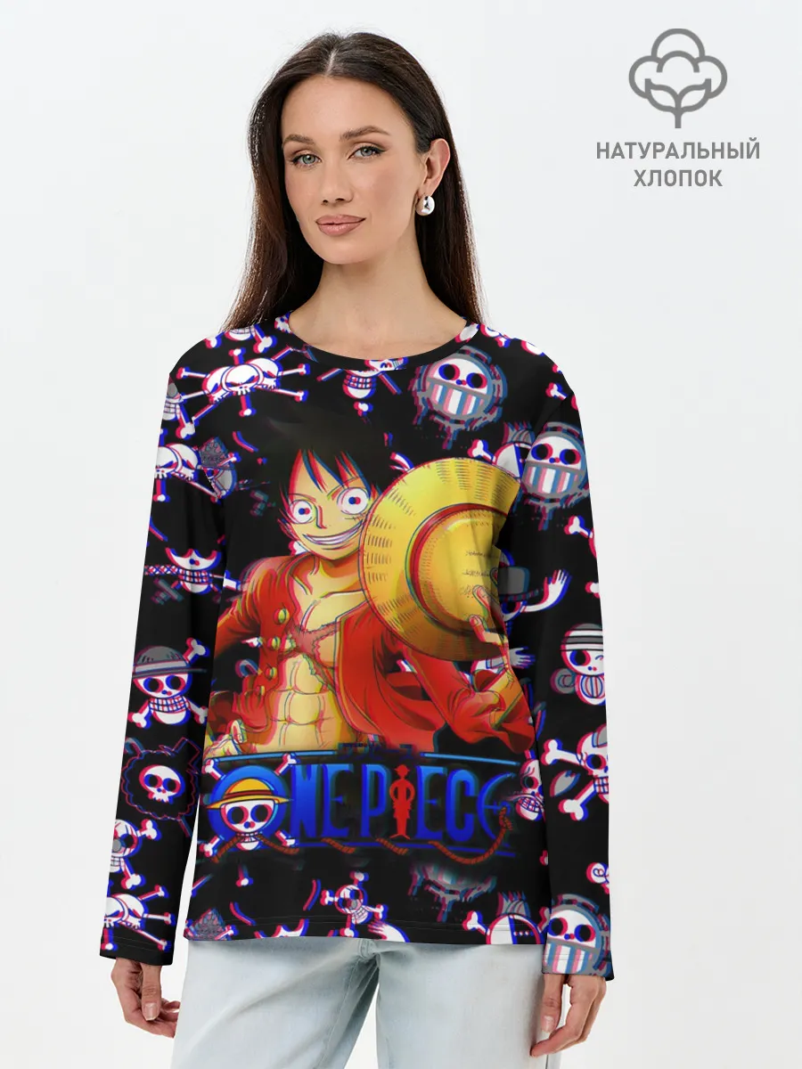 Лонгслив женский. Хлопок / Луффи One Piece | Glitch