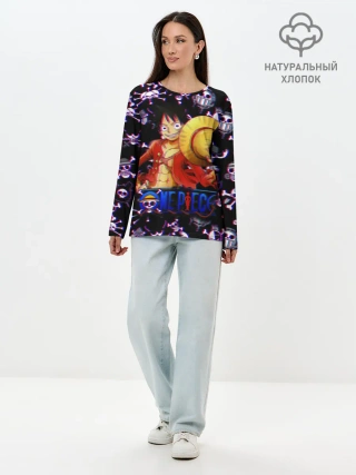 Лонгслив женский. Хлопок / Луффи One Piece | Glitch