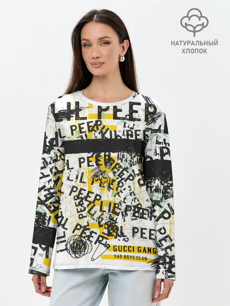 Лонгслив женский. Хлопок / LIL PEEP Vintage Graffiti Wall