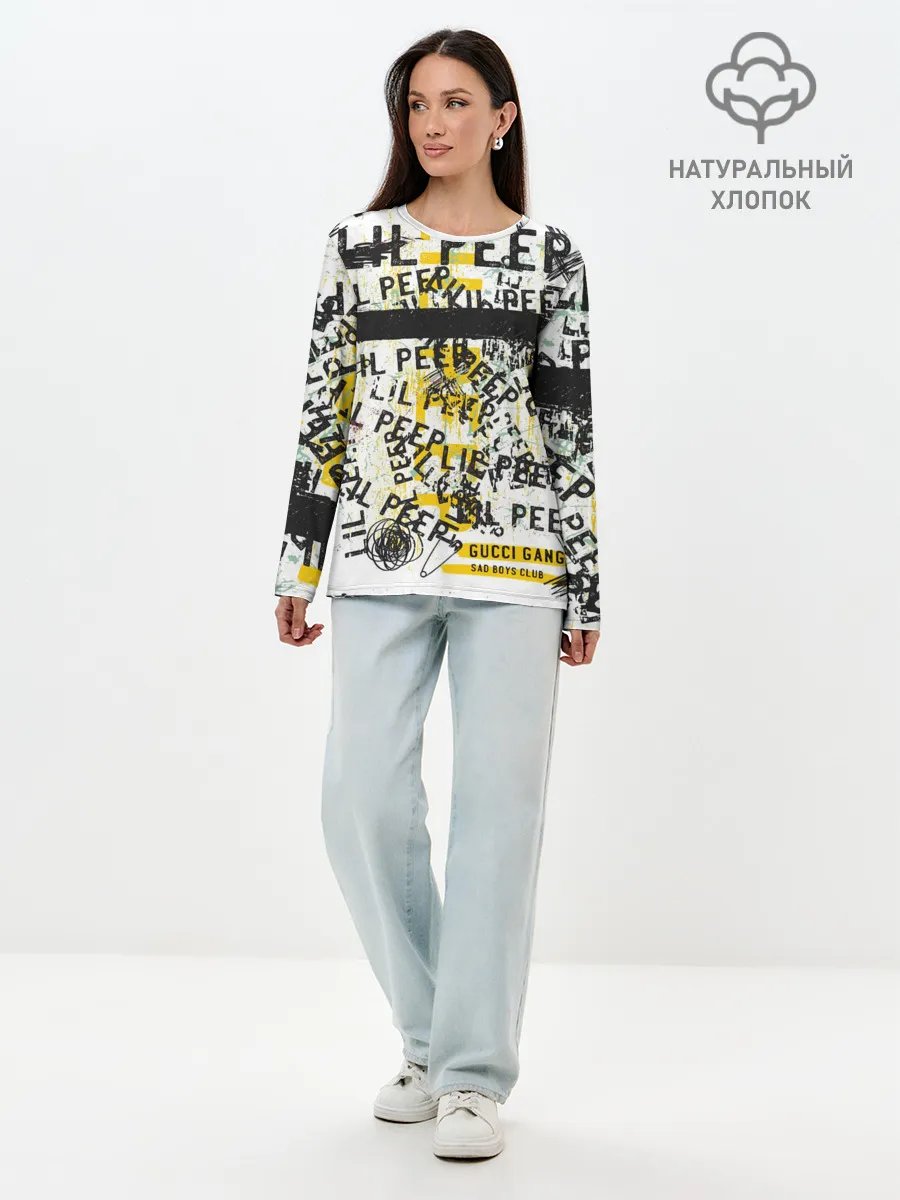Лонгслив женский. Хлопок / LIL PEEP Vintage Graffiti Wall