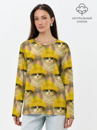 Лонгслив женский. Хлопок / Котята