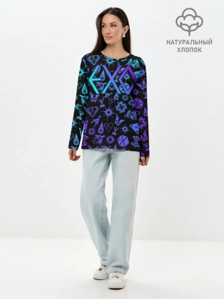 Лонгслив женский. Хлопок / EXO K-POP | LogoBombing