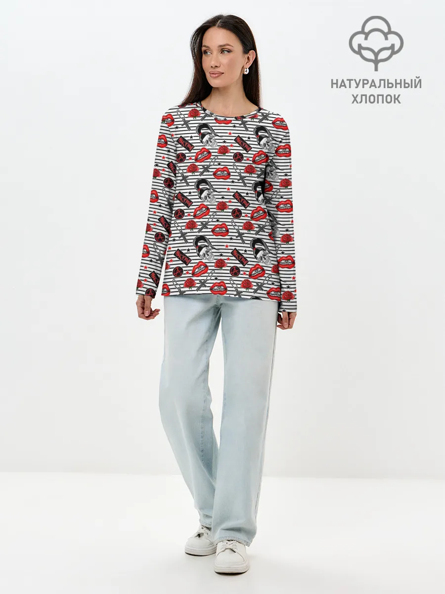 Лонгслив женский. Хлопок / Rocknroll