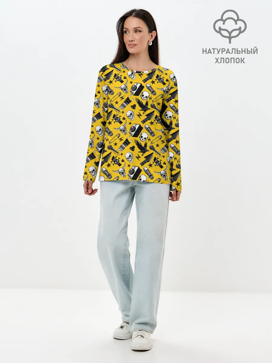 Лонгслив женский. Хлопок / Рок