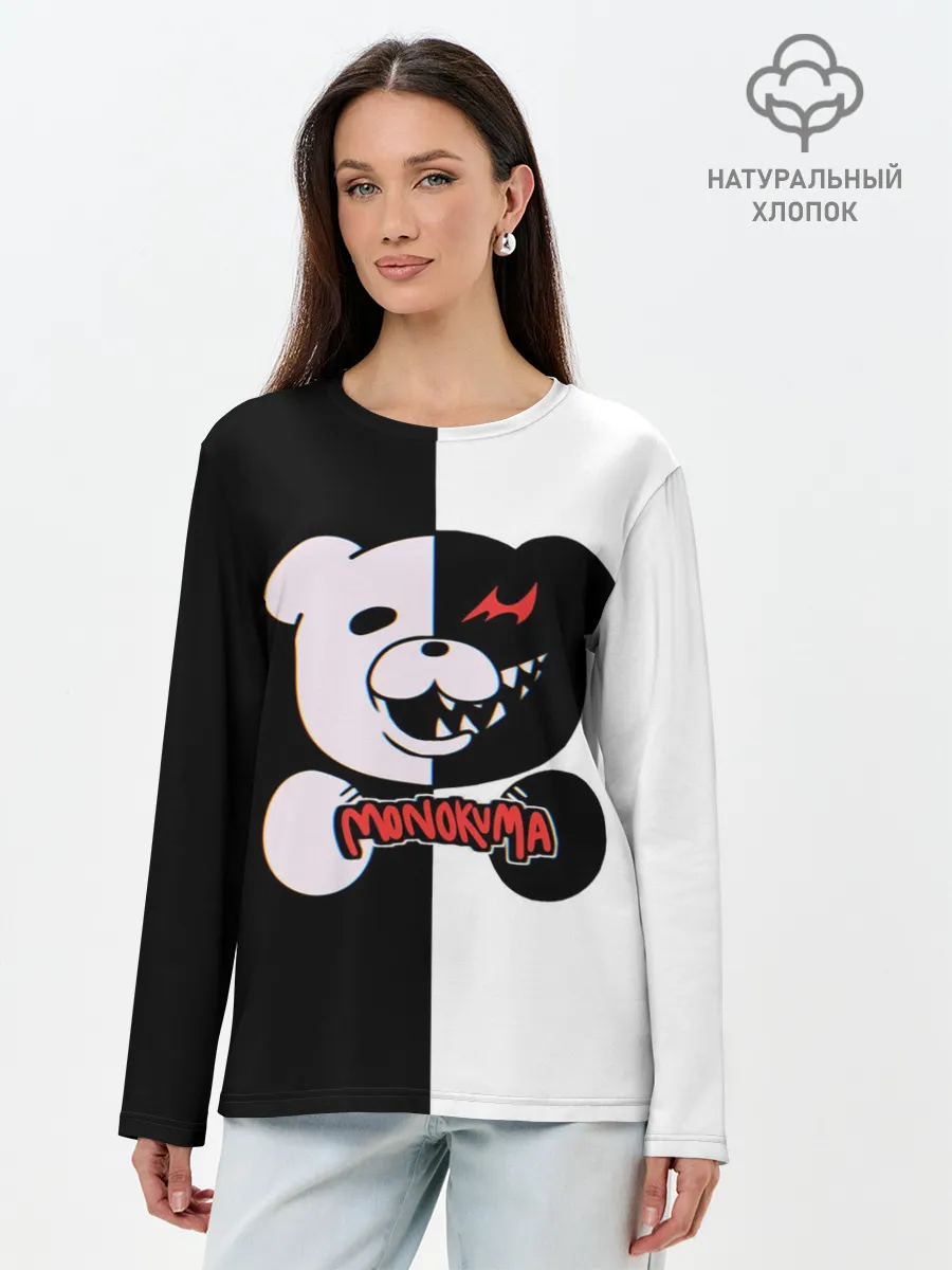 Лонгслив женский. Хлопок / MONOKUMA / МОНОКУМА GLITCH