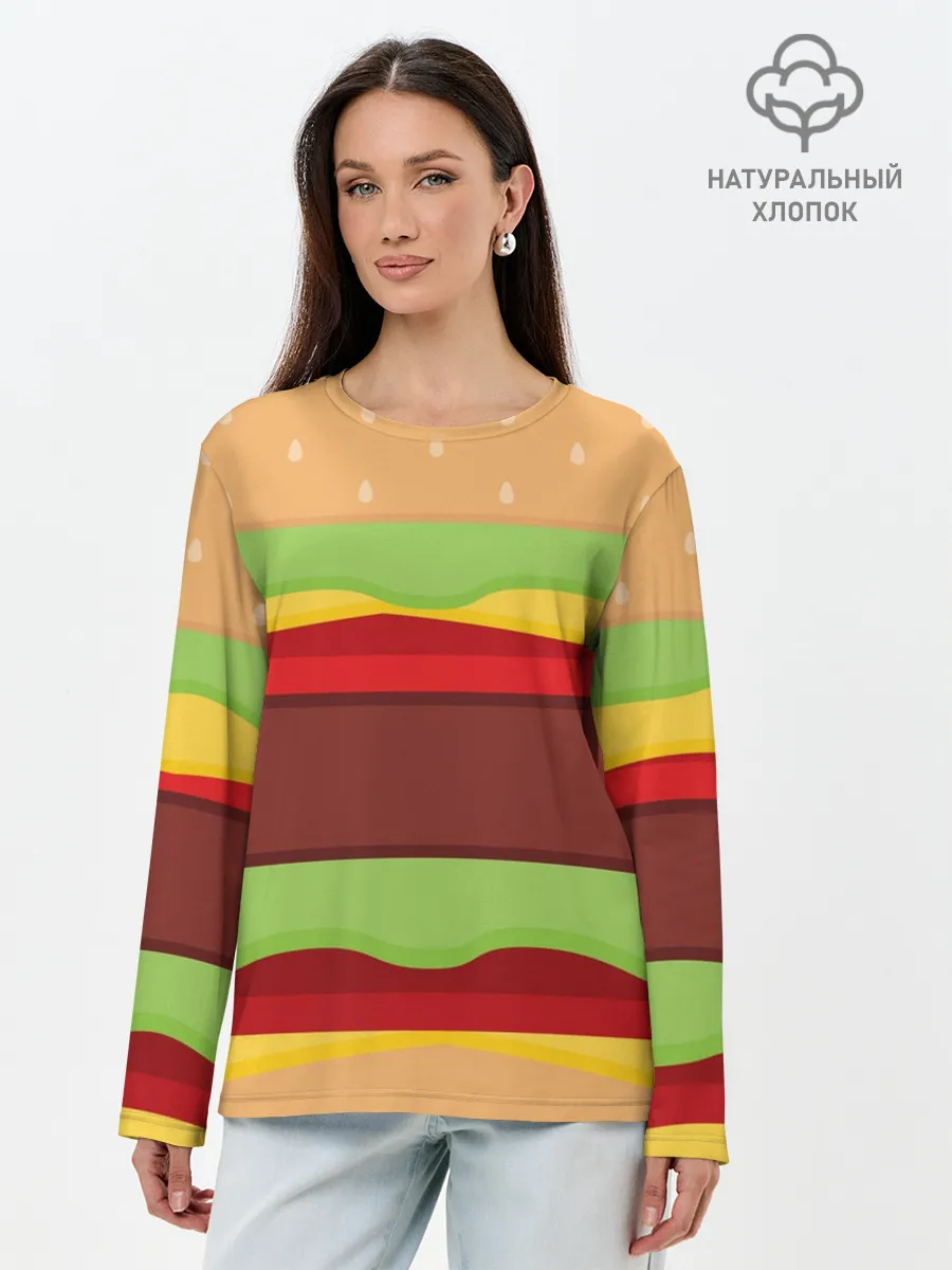 Лонгслив женский. Хлопок / Бургер