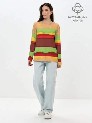 Лонгслив женский. Хлопок / Бургер