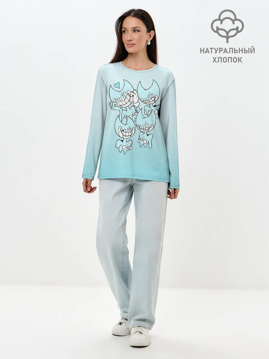 Лонгслив женский. Хлопок / Bendy And The Ink Machine