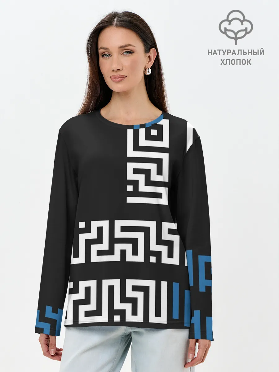 Лонгслив женский. Хлопок / Геометрический Минимализм
