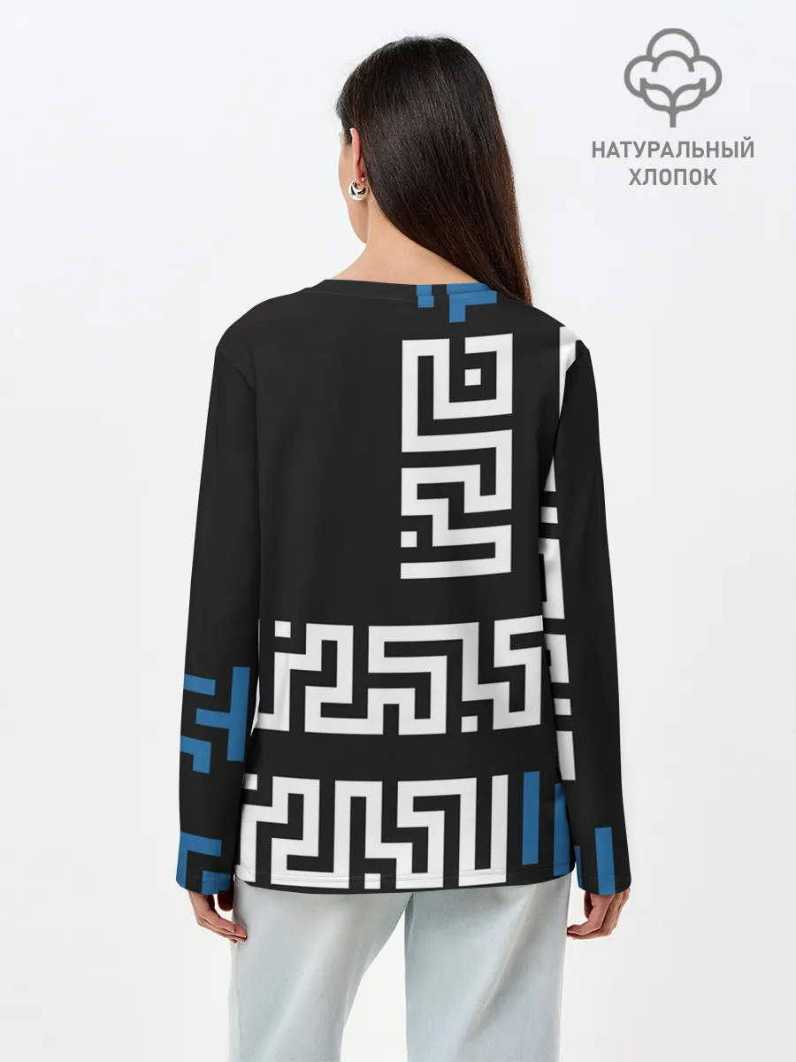 Лонгслив женский. Хлопок / Геометрический Минимализм