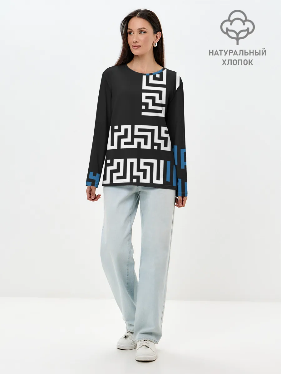 Лонгслив женский. Хлопок / Геометрический Минимализм